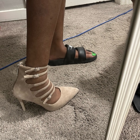 Jessica Simpson Tan Suede Heels with Lace-Up Design - Picture 7 of 9